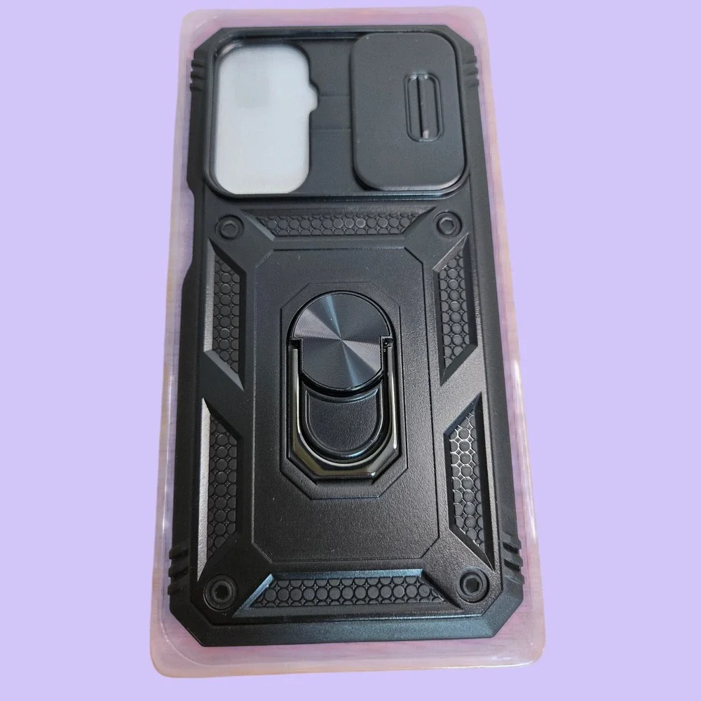LeYi Samsung Galaxy A16 5G Case Rugged Armor Kickstand Slide Camera Cover Black